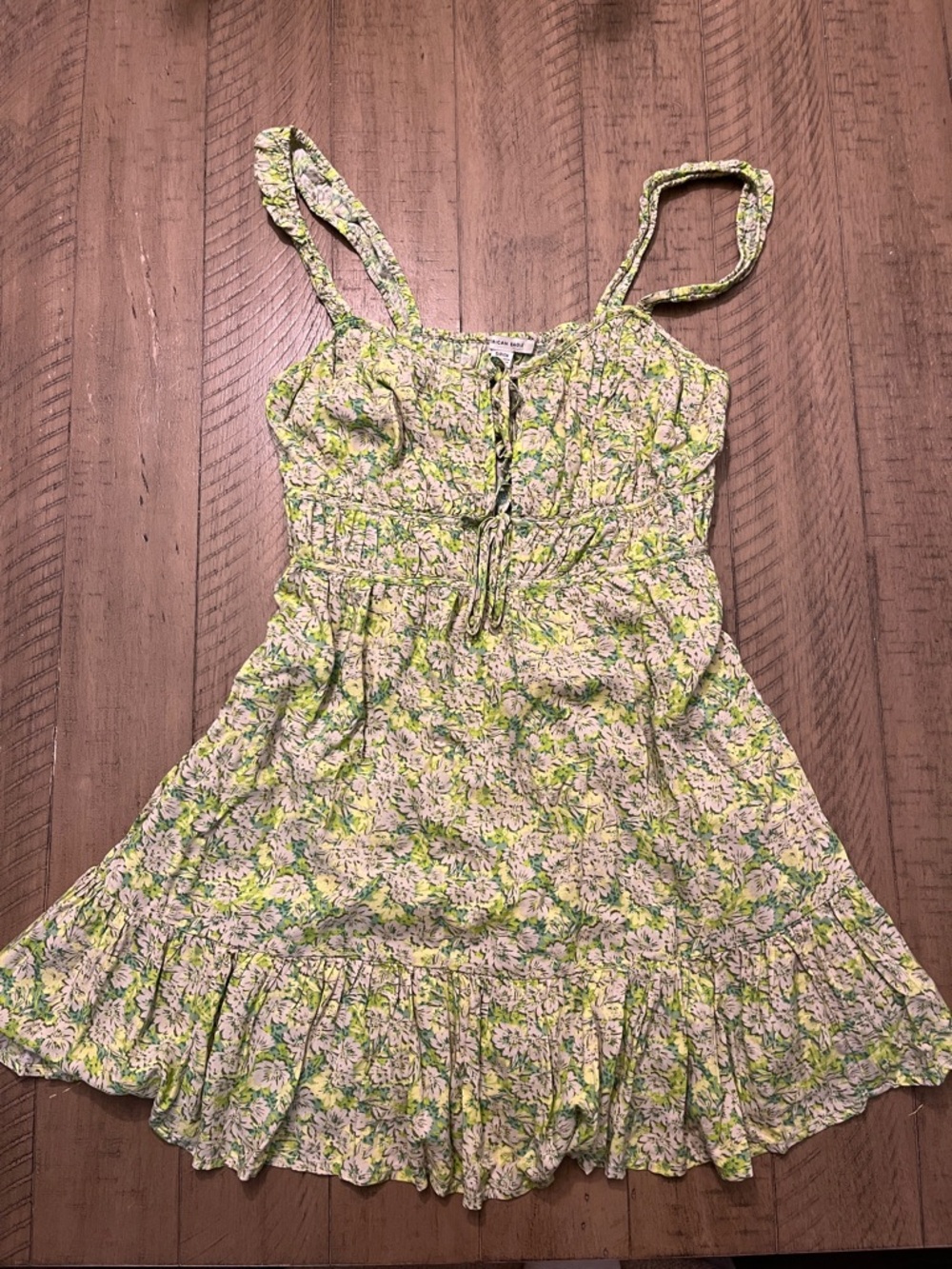 American Eagle Outfitters Green and White Floral Sundress